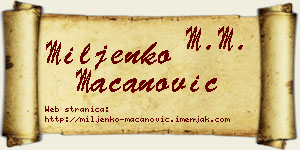 Miljenko Macanović vizit kartica